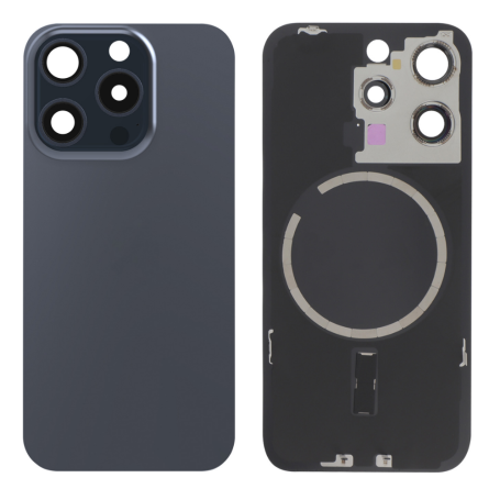 Vitre Arrière iPhone 15 Pro Max Titane Bleu Avec MagSafe Sans Logo - Remplacement Haut de Gamme
