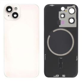 Vitre Arrière iPhone 14 Blanc avec MagSafe Grande Ouverture Sans Logo - Pièce Détachée de Qualité
