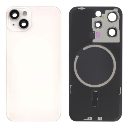 Vitre Arrière iPhone 14 Blanc avec MagSafe Grande Ouverture Sans Logo - Pièce Détachée de Qualité