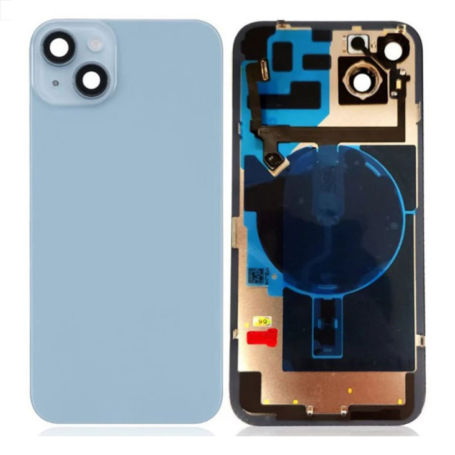 Vitre Arrière iPhone 14 Bleu avec MagSafe - Remplacement Précis Sans Logo