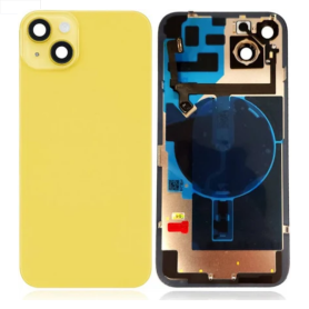 Vitre Arrière iPhone 14 Jaune avec MagSafe Grand Trou Sans Logo - Remplacement de Qualité