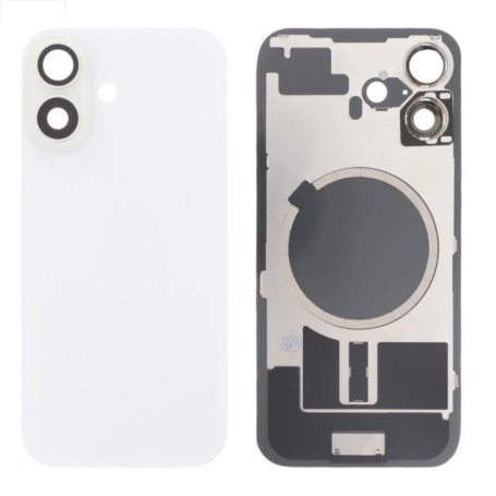 Dos/Coque arrière iPhone 16 Blanc MagSafe (Grand trou) - Prix de gros