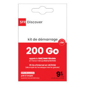 Carte SIM, Forfait Mobile - SFR Carte SIM prépayée SFR Appel + SMS + MMS Illimité 200Go Internet Sans Abonnement, prix de gros.