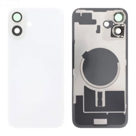 Vitre arrière, Dos - Vitre Arrière iPhone 16 Plus Blanc Avec MagSafe (Grand trou) Sans Logo, prix de gros.