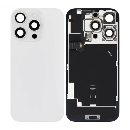 Vitre arrière, Dos - Vitre Arrière iPhone 16 Pro Titane Argent Avec MagSafe (Grand trou) Sans Logo, prix de gros.