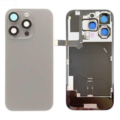 Back Glass, Rear Cover - IPhone 16 Pro Titanium Natural Back Glass With MagSafe (Large Hole) No Logo, wholesale price
