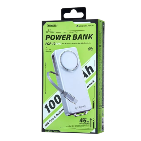 Chargeur Portable, Batterie Externe - Power Bank 10000mAh PD 45W avec Câble Télescopique Type-C REMAX FCP-10 - Argent, prix de g