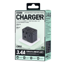 Charger, Adapter - REMAX Explorer CM02 Multifunction Travel Charger - Black, wholesale price
