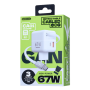Chargeur GaN 67W avec Câble Télescopique USB-C REMAX CA01 - Performances Élevées, Design Compact - Blanc - EU
