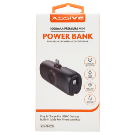 Chargeur Portable, Batterie Externe - Power Bank 5000mAh pour USB-C avec Câble pour iPhone et iPad 20W XSSIVE XSS-PB40CB - Noir,