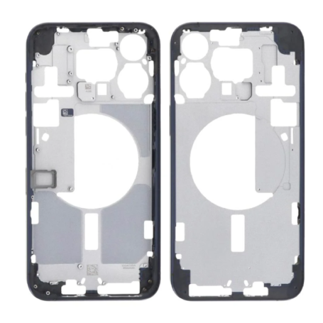 Coque, Châssis, Cadre - Chassis iPhone 15 Pro sans Vitre Arrière sans Batterie Titane Bleu eSIM US (Origine Demonté) Grade AB, p