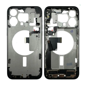 Coque, Cadre - Chassis iPhone 15 Pro Max sans Vitre Arrière sans Batterie Titane Noir (Origine Demonté) Grade B, prix de gros.