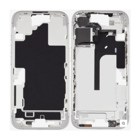 Cadre, Boîtier - Chassis iPhone 16 sans Vitre Arrière sans Batterie Blanc (Origine Demonté) Grade AB, prix de gros.