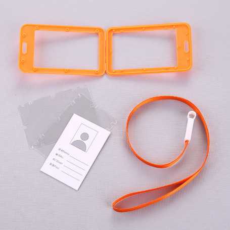 Porte-badge Porte-carte d'identité en plastique transparent portable double face pour employé 54x85mm