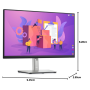 Monitor, Display - PC Screen Dell P2722H 27 Full HD - 1920 x 1080 / DisplayPort / 60 Hz - Black - Used with Charger Cable, whole
