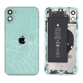 Composants iPhone, Pièces - Châssis Complet iPhone 11 Vert - Connecteur de Charge + Batterie (Origine Demonté) - Cassé, prix de 