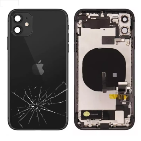 Châssis iPhone, Cadre Téléphone - Châssis Complet iPhone 11 Noir - Connecteur de Charge sans Batterie (Origine Demonté) - Cassé,