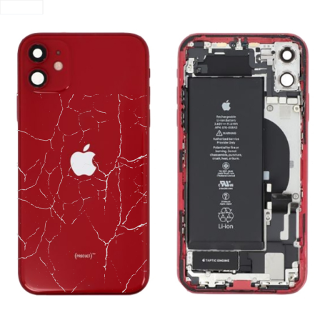 Mobile Parts - iPhone 12 Red Complete Chassis - Charging Connector with Battery (Original Disassembled) - Broken, wholesale pric