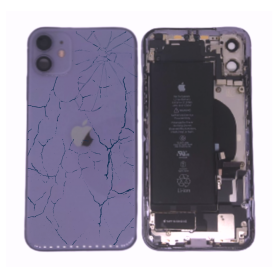 Composants iPhone, Pièces Détachées - Châssis Complet iPhone 11 Violet - Connecteur de Charge + Batterie (Origine Demonté) - Cas