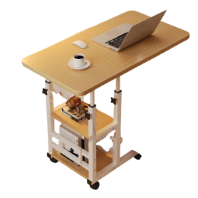 Adjustable Table, Bedside Stand - Mobile and height-adjustable bedside table 3 levels 80×40×60-85 cm - Brown, wholesale price