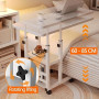 Adjustable Table, Bedside Stand - Mobile and height-adjustable bedside table 3 levels 80×40×60-85 cm - Brown, wholesale price