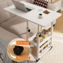 Adjustable Table, Bedside Stand - Mobile and height-adjustable bedside table 3 levels 80×40×60-85 cm - Brown, wholesale price