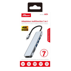 Adaptateur Multifonction 7-en-1 Type-C vers HDTV / SD / TF / USB-C / USB - FASR AD1 Adaptateur, Convertisseur - Adaptateur Multifonction 7-en-1 HDTV / SD / TF / USB-C / USB - FASR AD1, prix de gros.