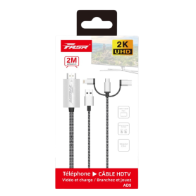 Câble Type-C / Lightning / Micro-USB Combo vers TV HDMI FASR AD9 - 2M Connecteur, Adaptateur - Câble Type-C / Lightning / Micro-USB Combo vers TV HDMI FASR AD9 - 2M, prix de gros.