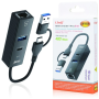 Hub, Convertisseur - Adaptateur 3-en-1 USB / Type-C vers Ethernet / USB / Type-C - LinQ UM100M, prix de gros.