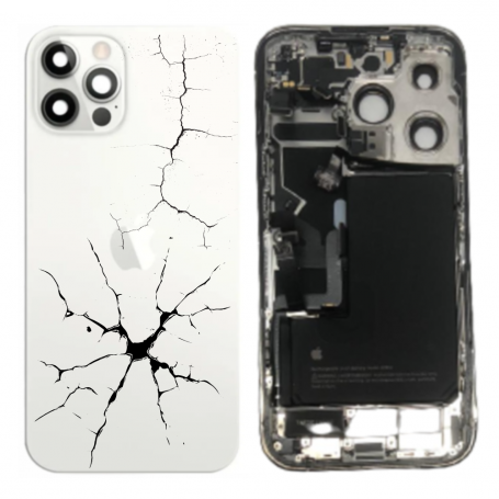 Apple Smartphone Parts - iPhone 14 Pro White eSIM US Full Frame - Charging Connector + Battery (Original Disassembled) - Broken,