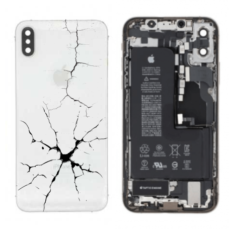Housing, Frame - iPhone XS Max White Complete Chassis - Charging Connector + Battery (Original Disassembled) - Broken, wholesale