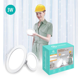 Lighting Fixture, Ceiling Light - Recessed round 3W LED panel - 167mm TX-9689, wholesale price