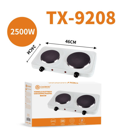 Burner, Cooktop - Portable Electric Hot Plate 2500 W - Double Cooking Zone TX-9208, wholesale price