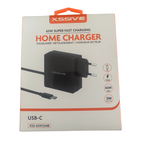 Adaptateur, Bloc d'alimentation - Chargeur Rapide 65W + Câble USB-C XSSIVE XSS-65W2MB - Noir, prix de gros.
