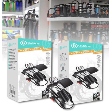 Pompe à air, Compresseur - Pompe à pied double cylindre pour vélo et voiture – 25.5*29 cm CIAOBOSI ZX-9880, prix de gros.