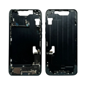 Back Frame, Housing - Châssis iPhone 14 Noir - Connecteur de Charge Sans Batterie sans Vitre Arrière (Origine Démonté) - Broken,