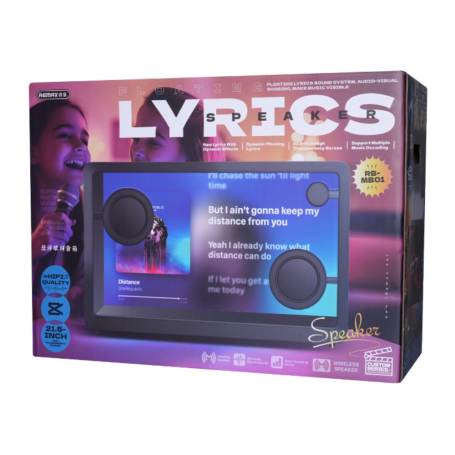 Bluetooth Speaker, Portable Speaker - REMAX RB-MB01 20W Floating Lyrics Bluetooth Speaker 51*15*32cm - Black, wholesale price