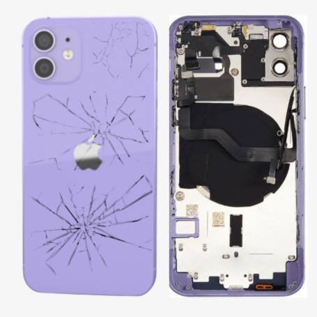 Coque, Cadre - Châssis Complet iPhone 12 Violet - Connecteur de Charge sans Batterie (Origine Demonté) - Cassé, prix de gros.