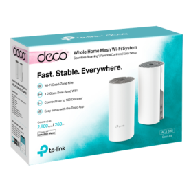 Wi-Fi System, Network Device - TP-Link Deco E4 AC1200 Mesh Wi-Fi Router, 1167 Mbps Speed, Full Coverage, Parental Controls - Whi