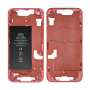 Mobile Parts - iPhone 14 Chassis Red - without Charging Connector with Battery without Back Glass (Original Removed) - Broken, w