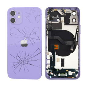 Back Cover - iPhone 12 Purple Complete Chassis - Charging Connector without Battery (Original Disassembled) - Broken, wholesale