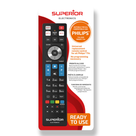 Remote, Controller - Universal Remote Control Philips - Compatible with TVs after 2000 / Immediate Use - Superior Electronics SU
