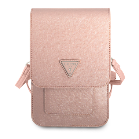 Handbag, Pouch - Saffiano Triangle Mobile Phone Pouch Guess GUWBSATMPI – Pink, wholesale price