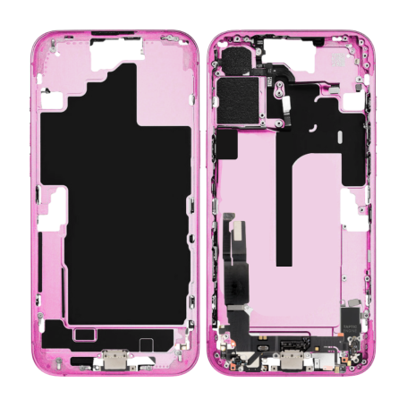 Châssis, Cadre, Coque - Chassis iPhone 16 sans Vitre Arrière sans Batterie Rose eSIM US (Origine Demonté) Grade A, prix de gros.