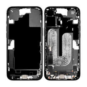 Pièce détachée, Composant - Chassis iPhone 16 sans Vitre Arrière sans Batterie Noir (Origine Demonté) Grade B, prix de gros.