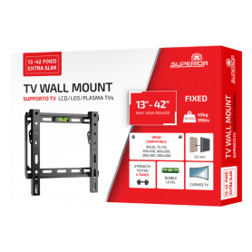 Fixation TV, Support Écran - Support TV Mural Fixe Extra Slim pour 23" à 42" - 30 kg Max / VESA jusqu’à 200×200 - Superior Elect
