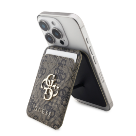 Housse, Étui, Protection - Coque portefeuille iPhone 4G PU avec emplacement cartes et support MagSafe GUESS GUWMSHG4BLW – Marron