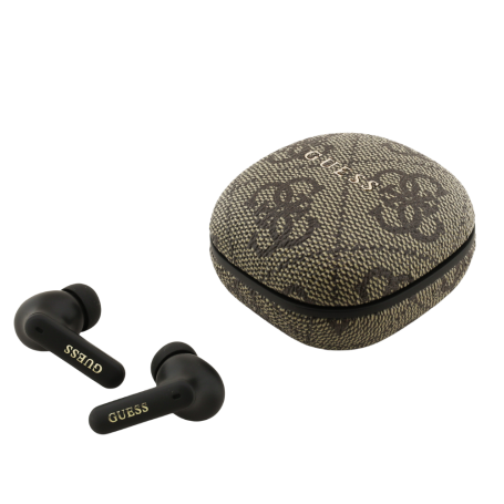 Earbuds, Headphones - Bluetooth Wireless Earphones Charging Case PU Type-C with Logo 4G GUESS GUTWST3P4EGW - Brown, wholesale pr