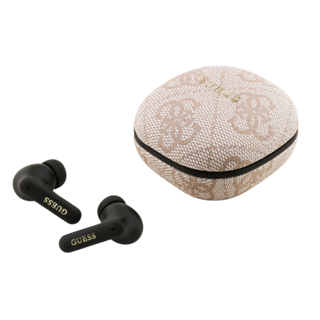 Écouteurs, Oreillettes - Écouteurs sans Fil Bluetooth + Boîtier de Chargement PU Type-C avec Logo 4G GUESS GUTWST3P4EGP - Rose, 