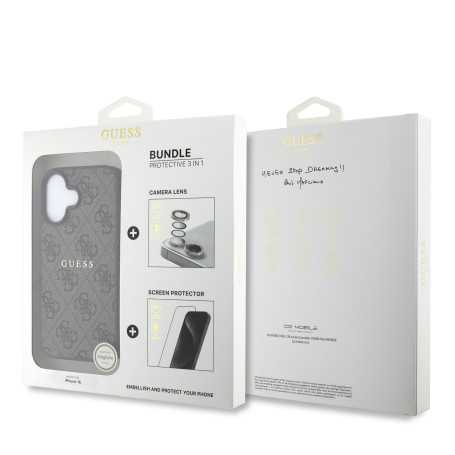 Phone Accessories - GUESS Bundle Protecteur 3-en-1 pour iPhone – Coque MagSafe, Verre trempé et Protection d’objectif caméra – M